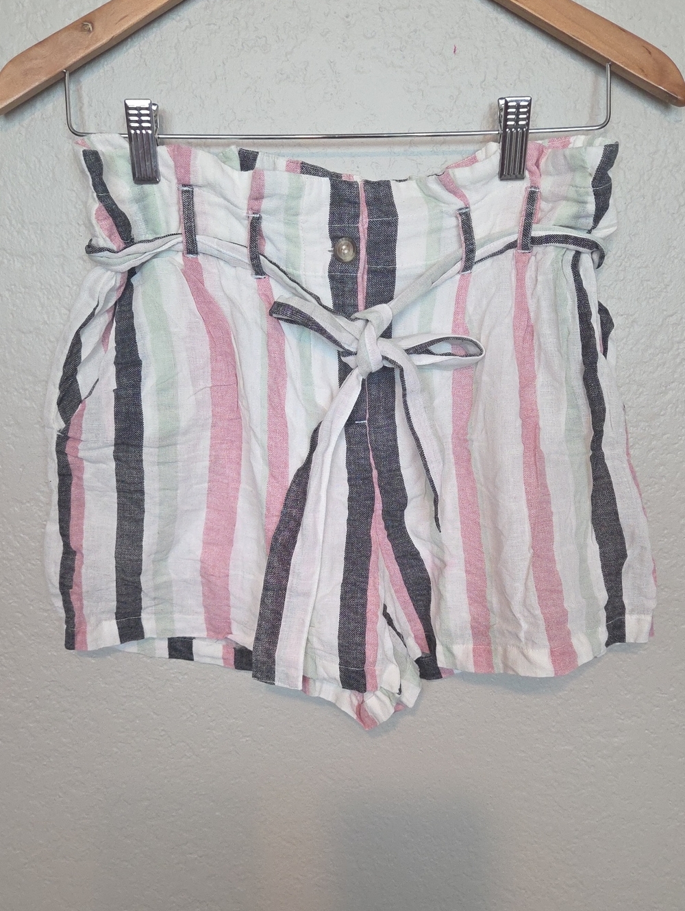 Vero Moda Striped Paperbag Waist Shorts - Pink, Black, Mint, White NWOT